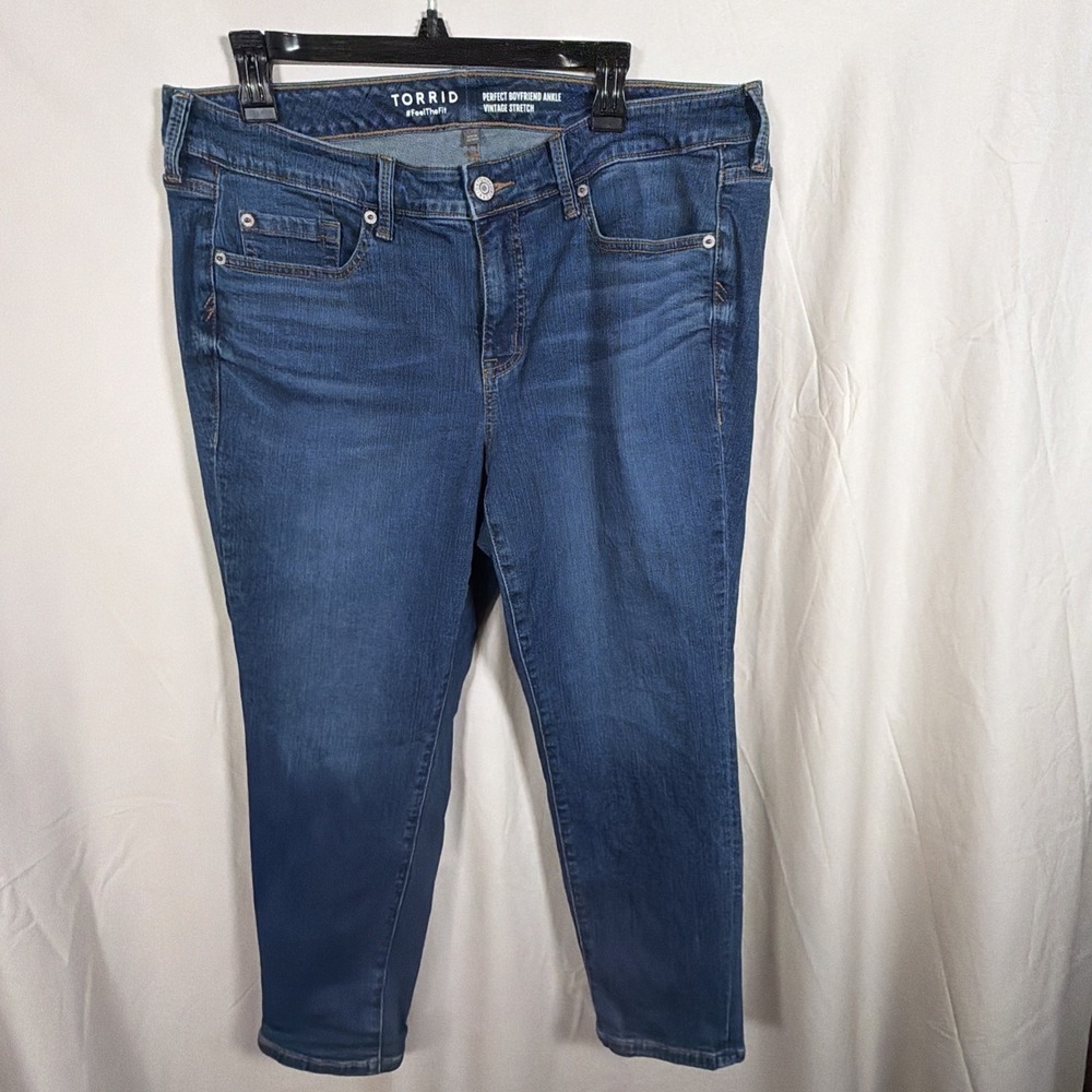 Torrid Jeans Womens 14S Perfect Boyfriend Ankle Blue Wash Plus Size